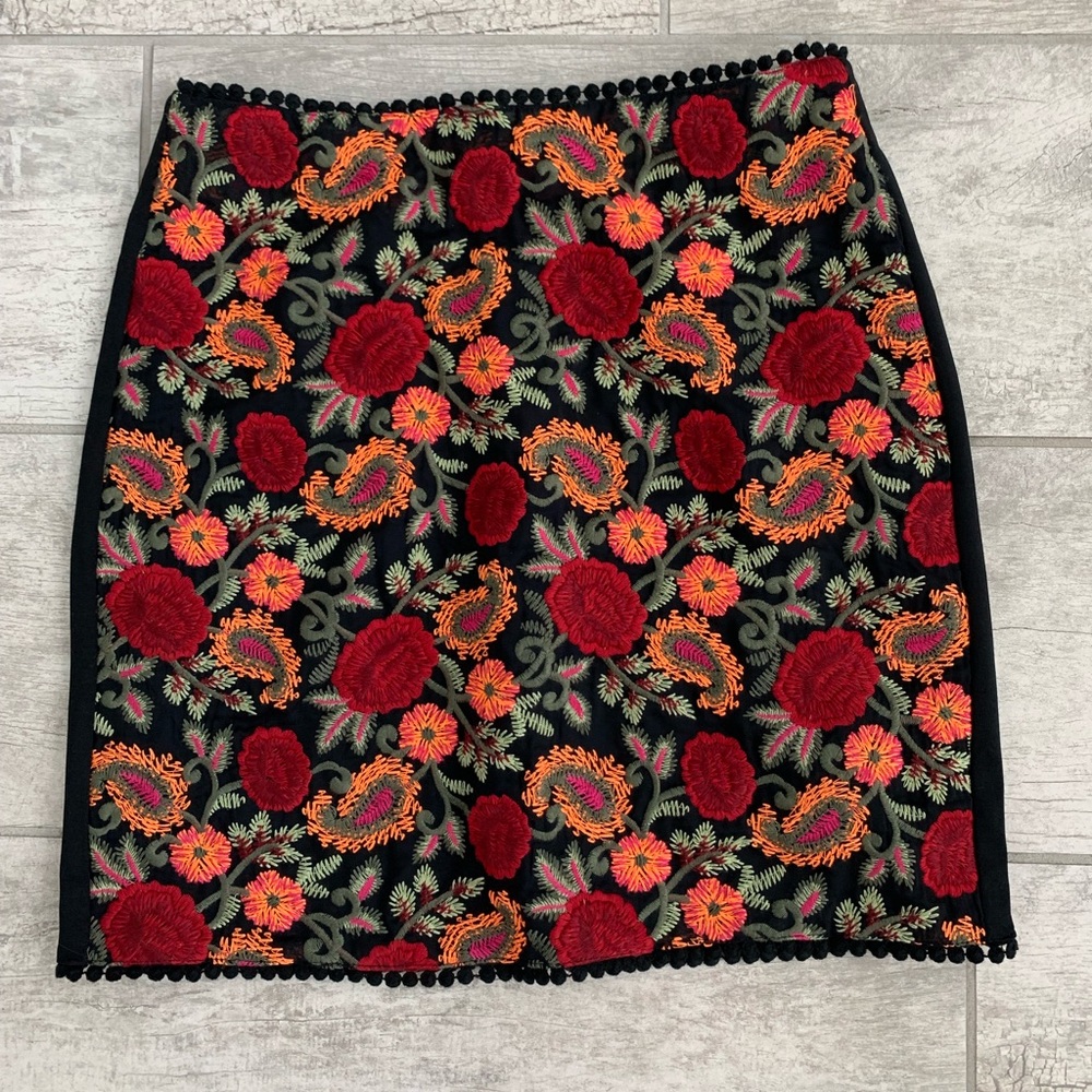 Zaful Embroidered High Waist Skirt